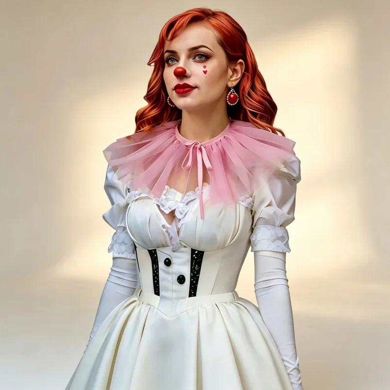 White Mesh Collar with Black Edge Clown Cosplay Neck Accessory for Women Drama Photography Versatile Decorative