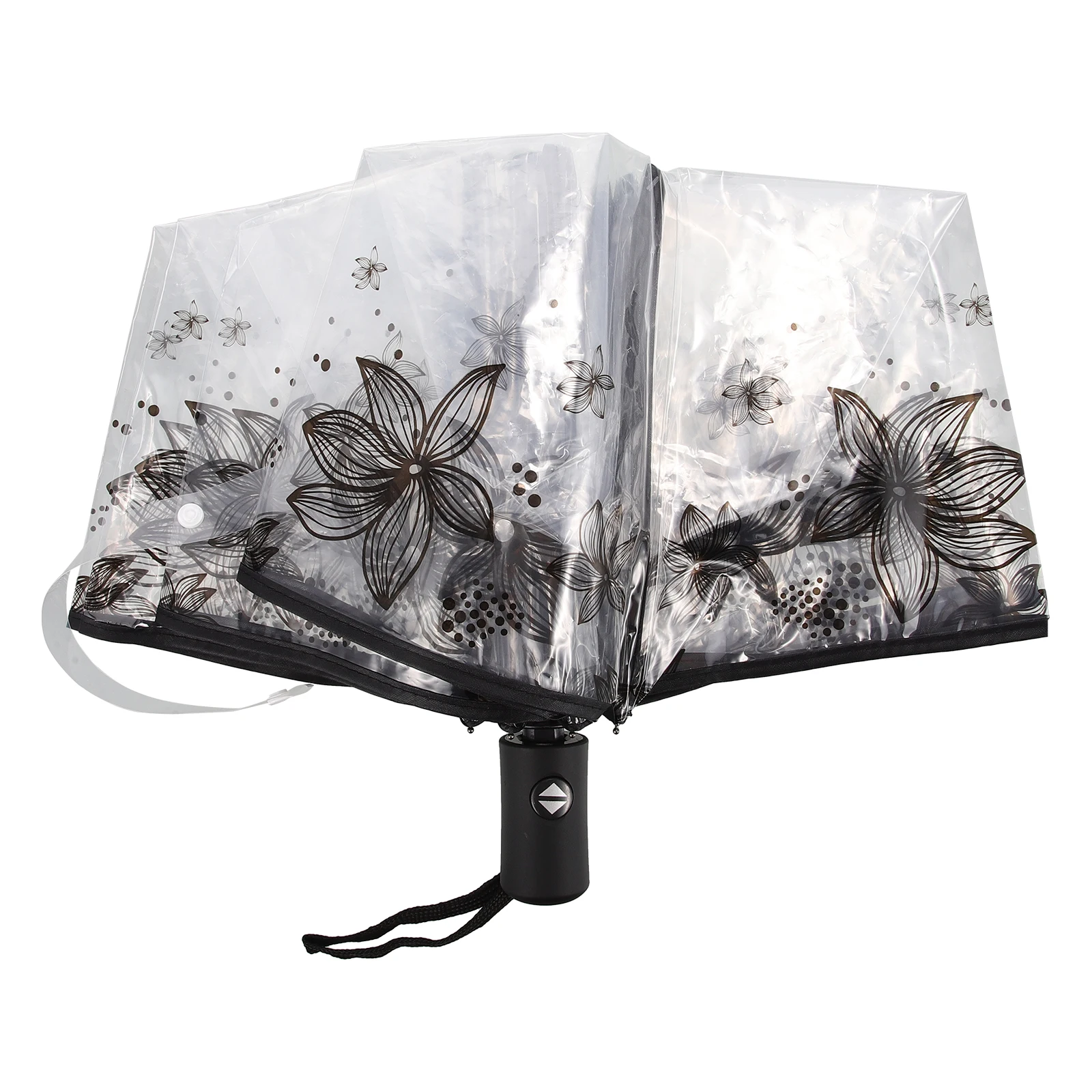 

Transparent Umbrella Black Auto Open Close Durable Fabric Sturdy Ribs Waterproof Compact Travel Outdoor Rain Protection Folding