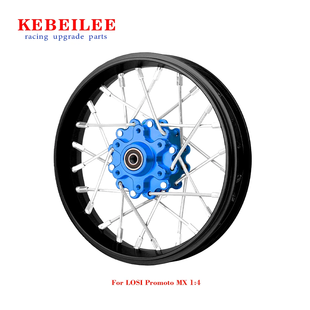 Roda dianteira de alumínio CNC KEBEILEE V2 para motocicleta LOSI Promoto MX 1:4 preta