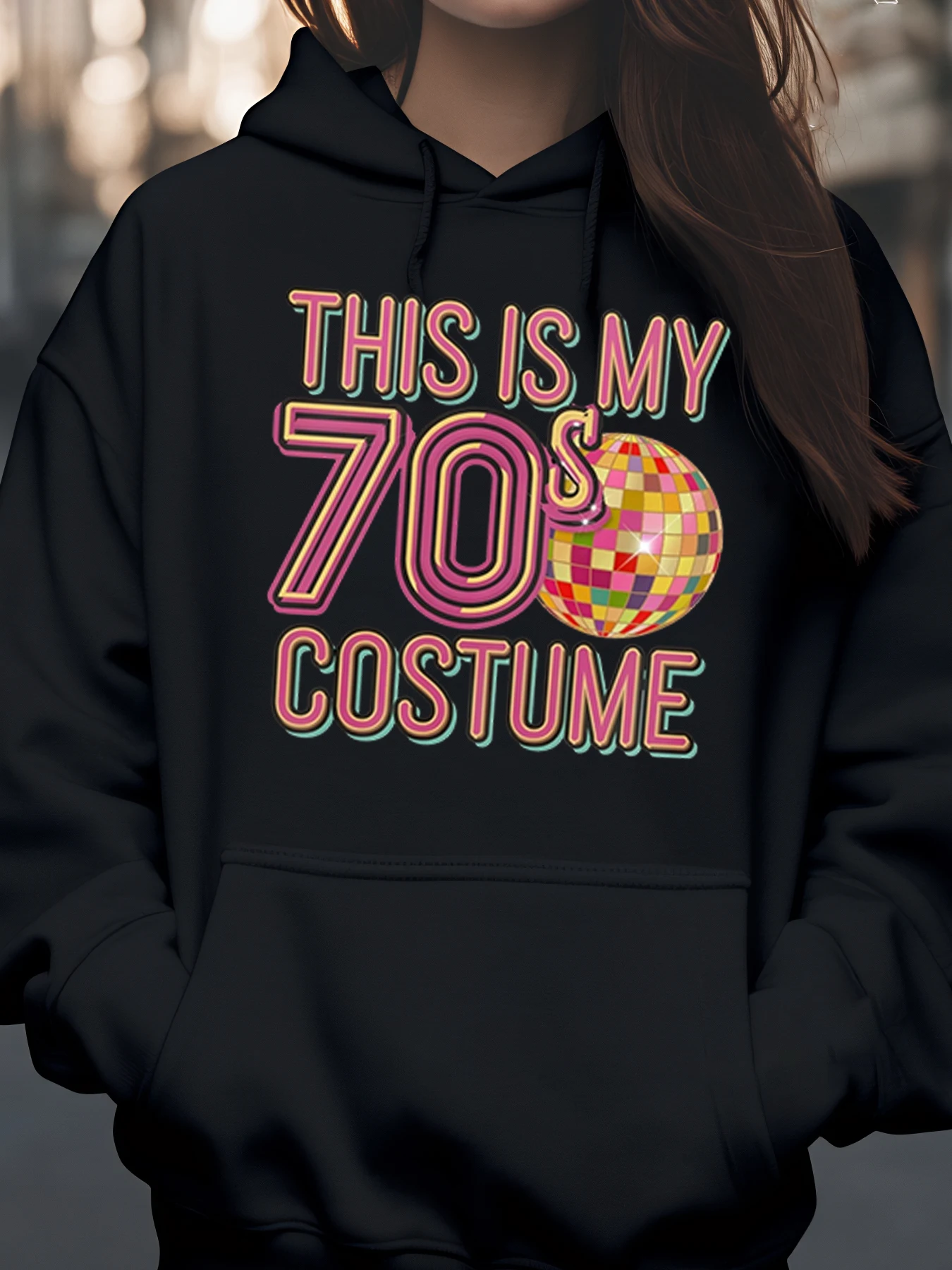 This Is My 70S Costume Print Hoodie Halloween Party Wear for Women