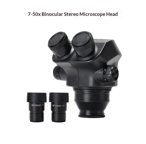 7-50X Continuous Zoom Stereo Microscope Head Black Binocular Trinocular Optical Lens Assembly Replacement Accessory Optical Part
