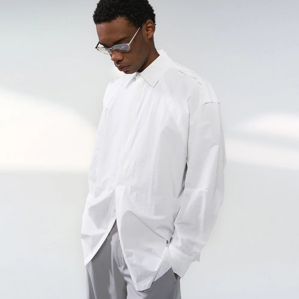 

Broken Edge Fashion Shirt for Men Streetwear Hip Hop Loose Causal Long Sleeve Oversize Quick Dry Shirts Cityboy Blouses