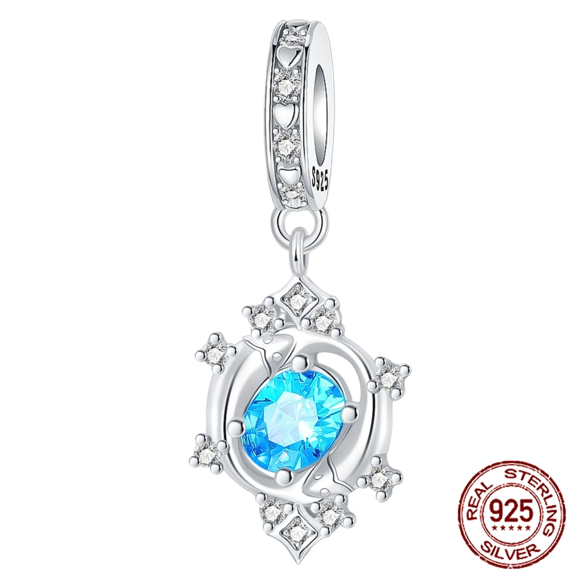 

925 Sterling Silver 12 Constellations Pisces Blue Zircon Pendant Charm Fit Original Charm Bracelets Women DIY Jewelry Gift