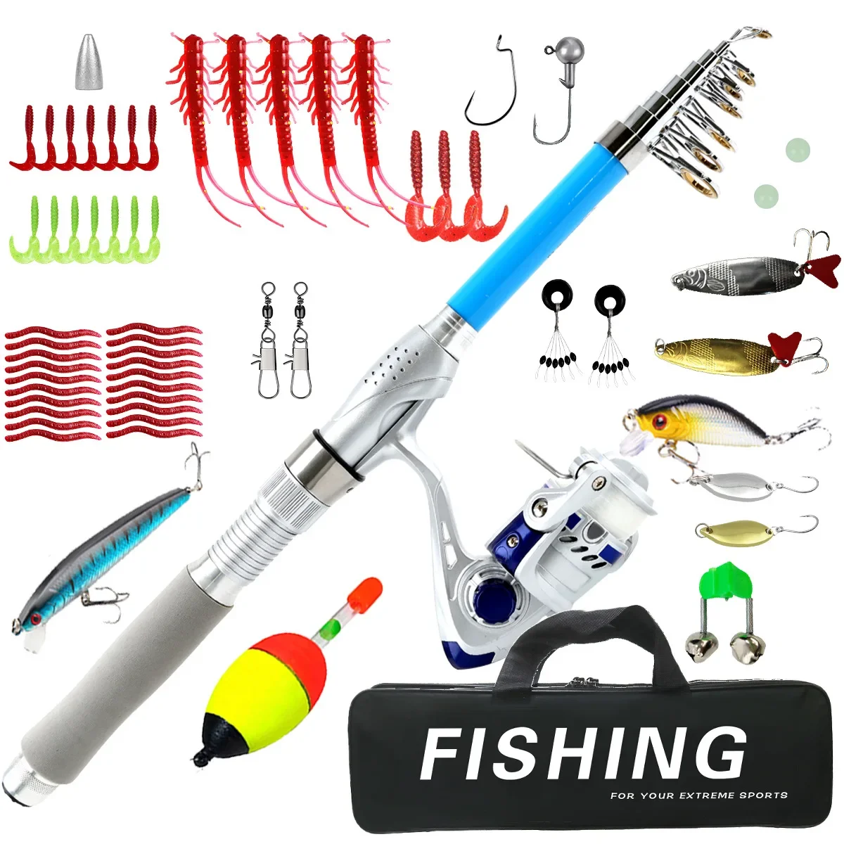 

Telescopic Luya Rod Suit Full Tackle Bait Rod Long-range Sea Fishing Spinning Rods Pesca Accesorios Kit Set Combo Tackle Reel