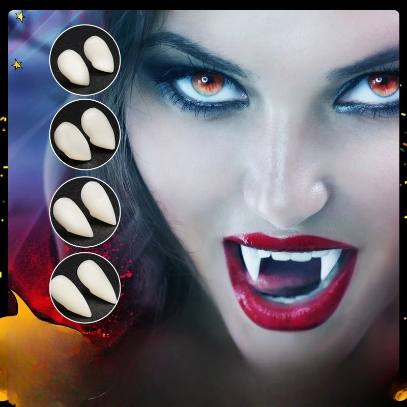 Vampire Teeth Fangs Halloween Party Cosplay Props Horror Fake Teeth Props Party Favors Masquerade Costume Accessories Gift