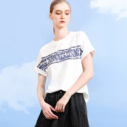 2025 Female T-Shirts Short Sleeved Tees Casual New White Tops Women\\\'s T-Shirts Summer Vintage Fashion Ladies Cotton Tops
