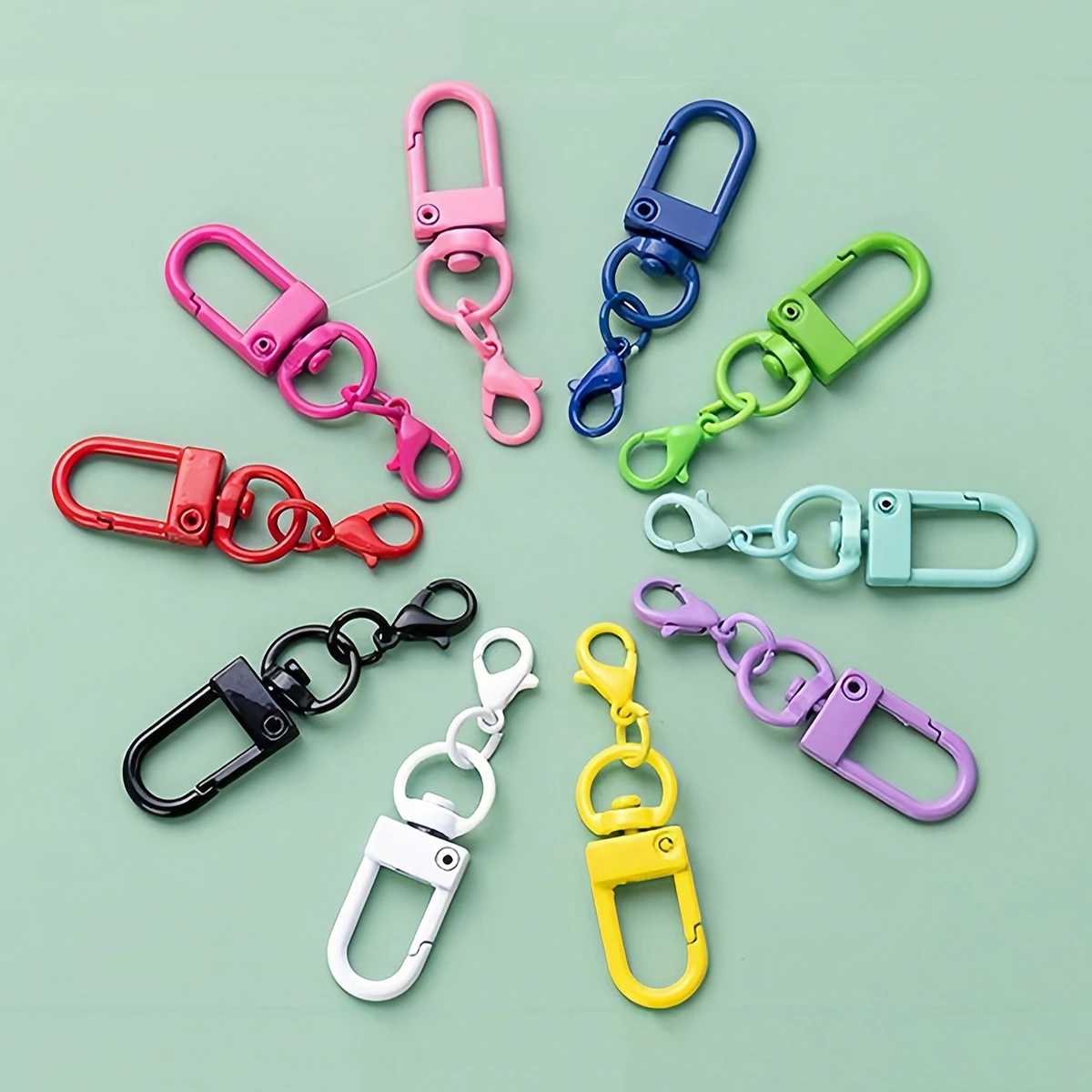 10-20 Stück bunte Metall-Karabinerhaken, Schnallenverbinder, drehbare Schlüsselringe für DIY-Schlüsselanhänger, Taschen, Anhänger und Accessoires – Detail 3