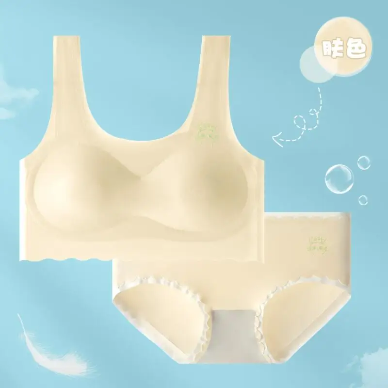 여아 브래지어 및 팬티 세트, 주니어 학생 개발 단계, 아동용 심리스 브래지어 및 브리프, 십대 언더 셔츠, 2 개