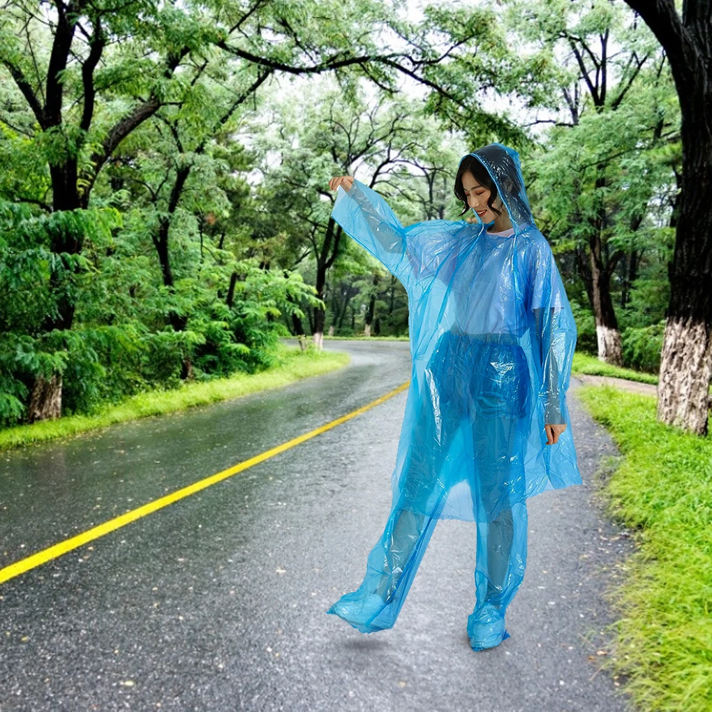 

Color Random Women Men Single Use PE Split Raincoat Cycling Traveling Top Pant Rain Clothes Outdoor Equipment Rainwear