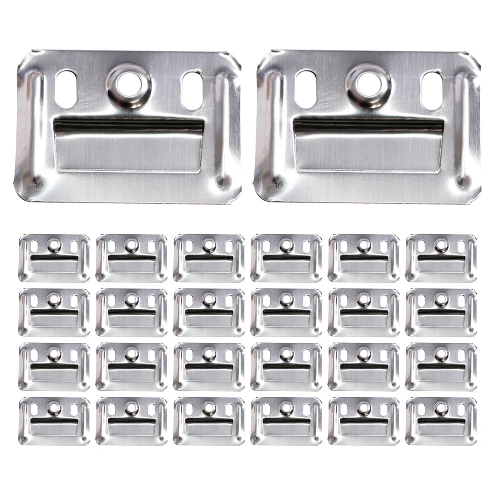 100 Pcs Bamboo Fiber Board Clamp for Furniture Hardware Stainless Steel Wall Panel Buckle Integrated Silver