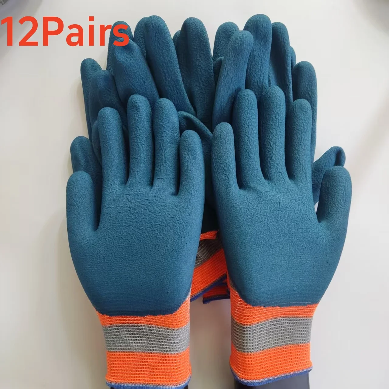 

12Pairs Work Gloves Durable Latex Rubber with Tire Texture PU Coated Anti-Slip Protective Gloves For Gardening And Construction