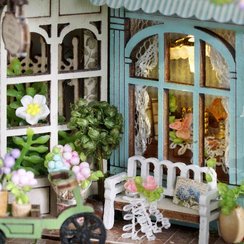 Holz Miniatur Puppenhaus 3D Puzzle Montage Gebäude Modell Kit Kleine Zimmer Spielzeug Hause Mit Möbel Beleuchtung Holz Handwerk Geschenk – Detail 38