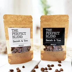 Custom 30pcs DIY Kraft Blend Coffee Bags Wedding Party Personalised Gift Resealable Coffee Chocolate Bean Storage Pouches