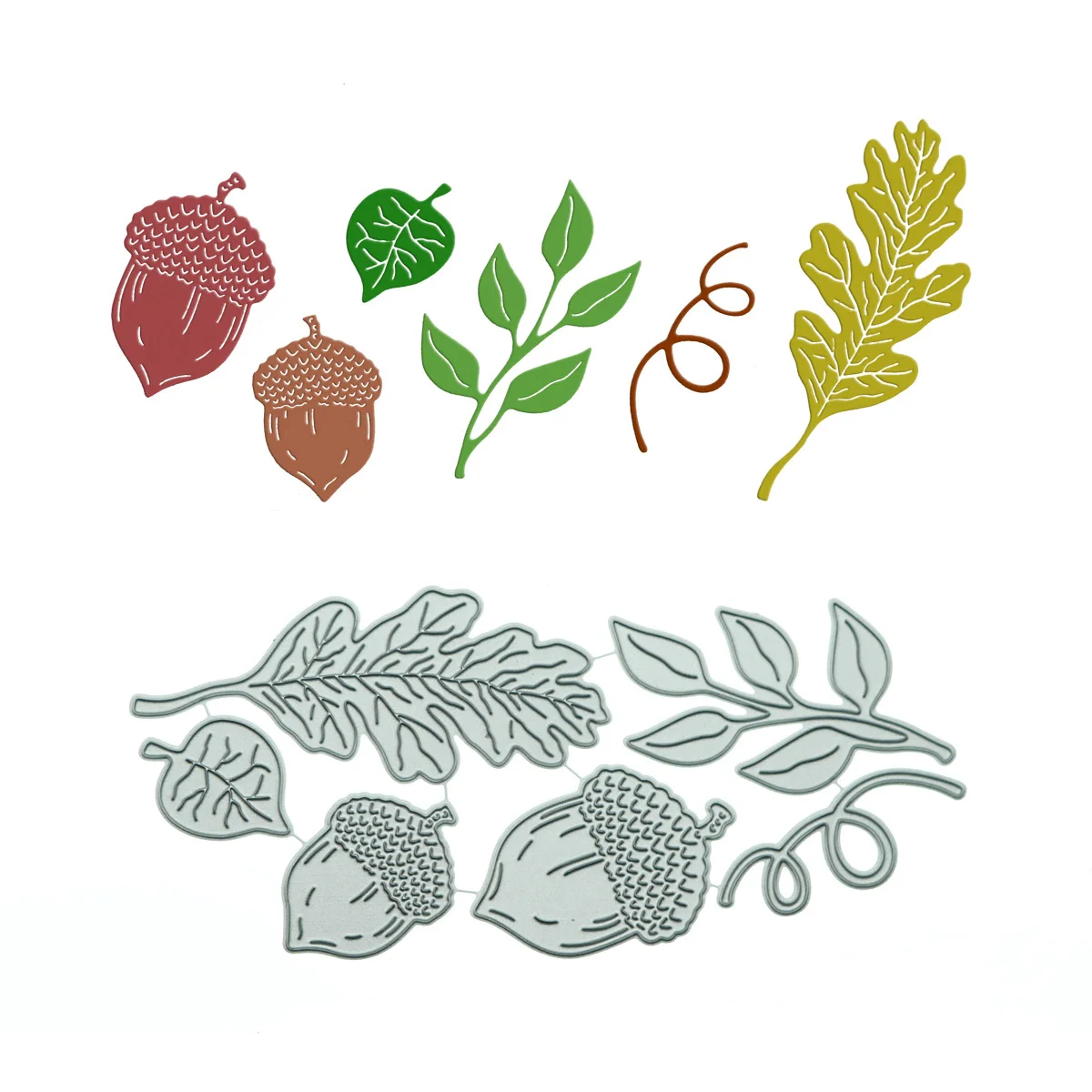 Plant Acorn Oak Leaf Decoration Clipart Template DIY Metal Cutting Die Scrapbook Gift Card Papercraft Embossing Cutter Stencil