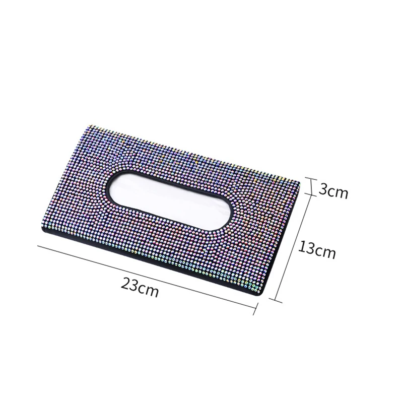 Bling Crystal Car Tissue Box Sun Visor Diamond Leather Auto Tissue Paper Holder Case Sunvisor Hanging Napkin  car decoration