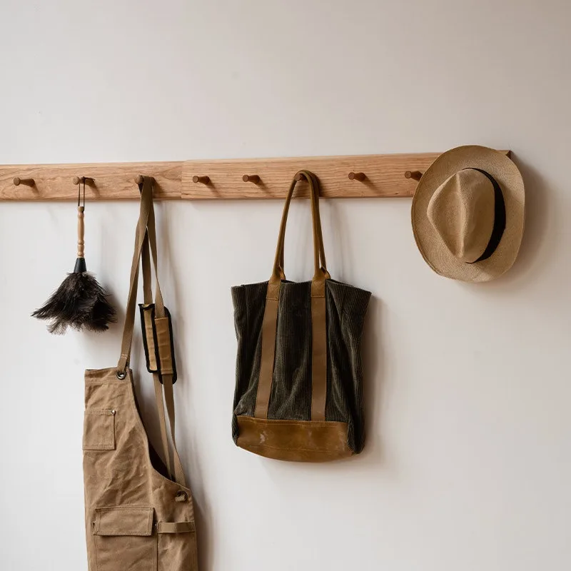 Solid Wood Wall Mounted Organizer Rustic Entryway Coat Rack Multi-Purpose Home Decor Bedroom Door