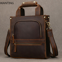 2024 New Arrivals Genuine Leather Laptop Handbag For Men Male Genuine Leather Shoulder Bag Crossbody Briefcase Bag Retro Fashion