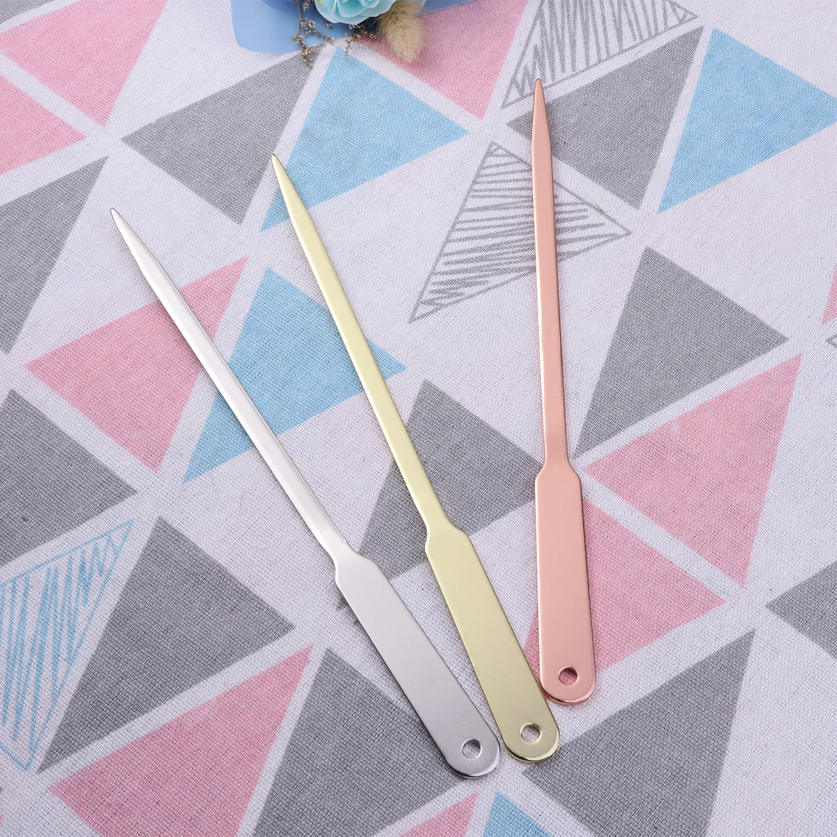 3pcs Letter Openers Portable Stainless Steel Hand Letter Envelope Lightweight Metal Envelope Slitter (Random Color)
