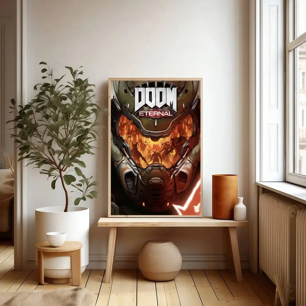 DoomS لعبة أبدية كلاسيكية عتيقة ملصقات ديكور لوحة فنية جدارية من ورق الكرافت الأبيض ديكور غرفة Kawaii