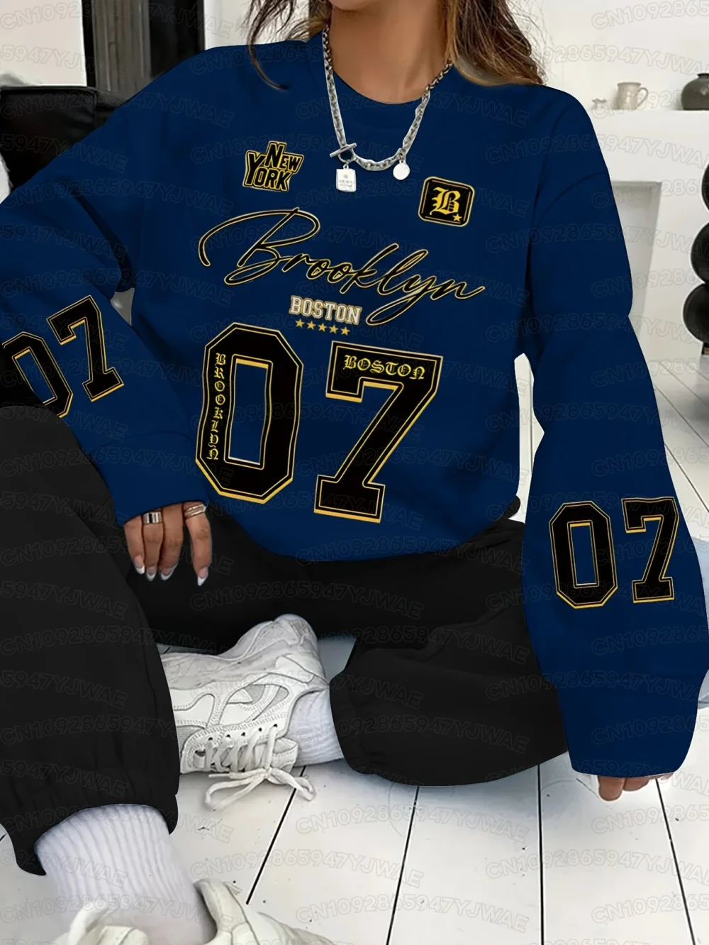 Damen-Sweatshirt New York Brooklyn Grafik Herren Unisex Pullover Hip Hop Herren Hoodie Tops Langarm-Pullover – Detail 4