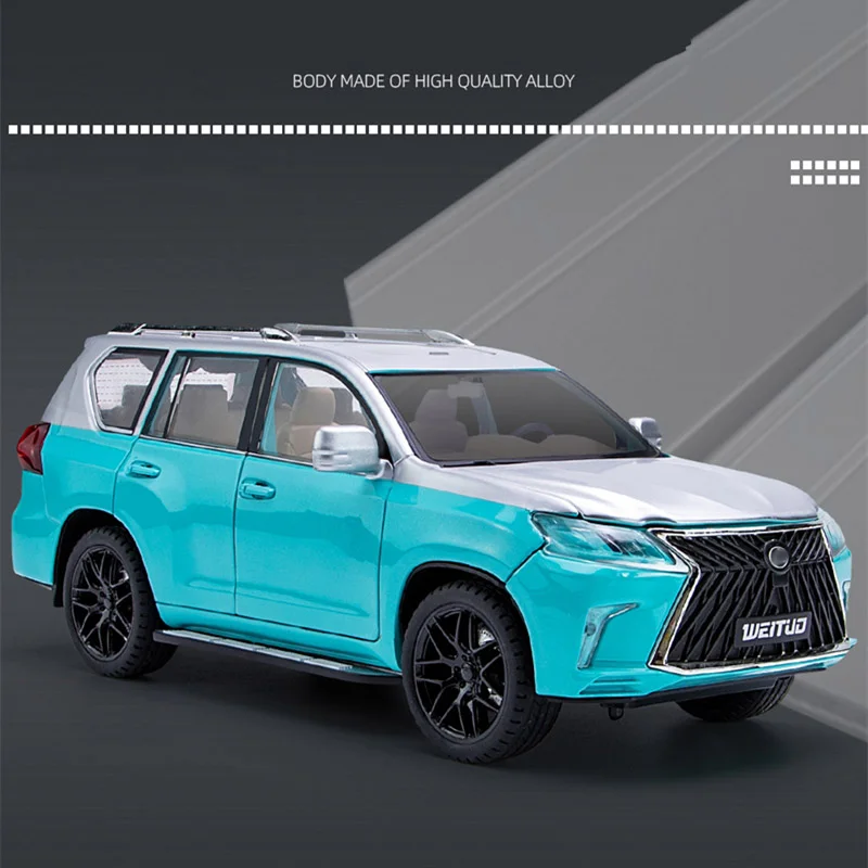 Over Size 1:18 LX570 SUV Alloy Luxy Car Model Diecast Metal Toy Vehicles Car Model Simulation Sound and Light Childrens Toy Gift