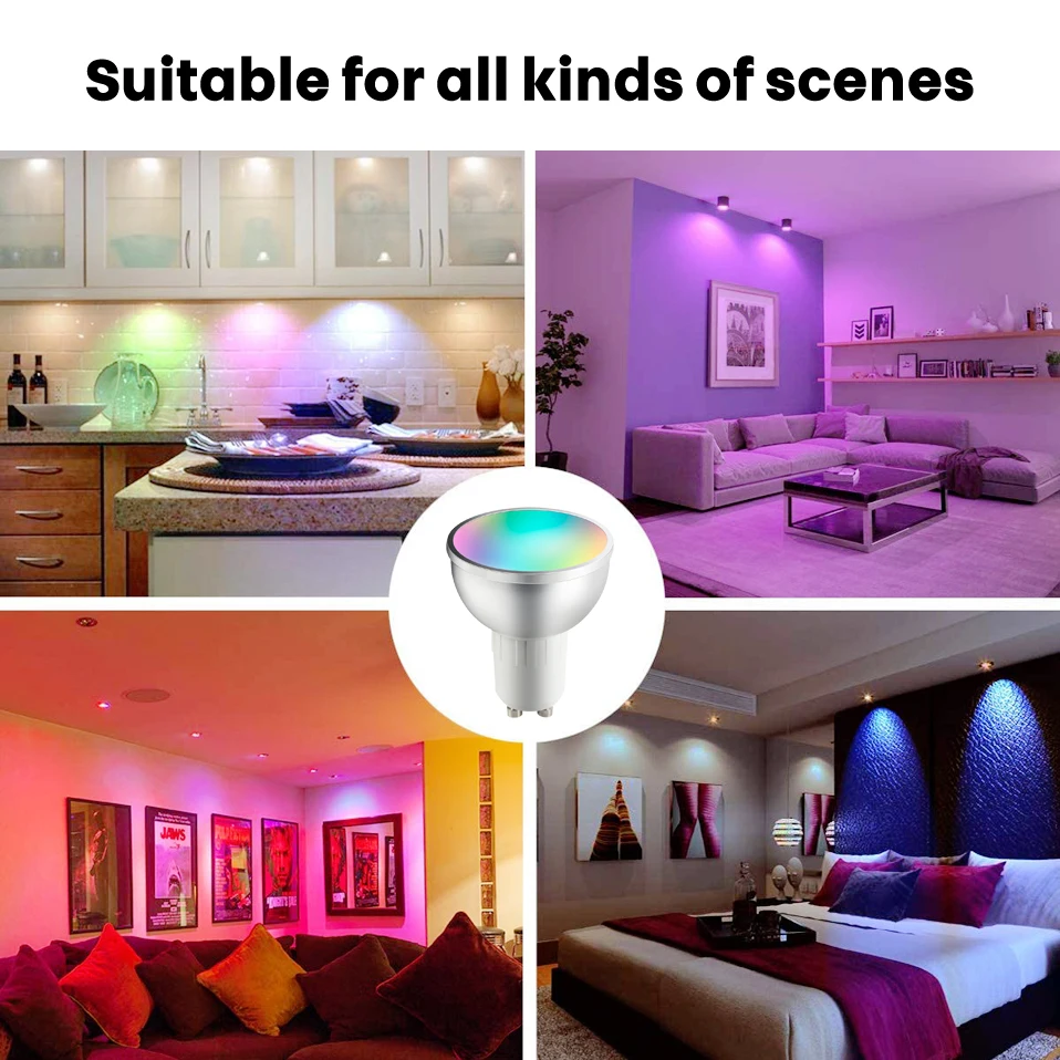 AVATTO Tuya WiFi/Zigbee Smart Bulb GU10 Spotlight 5W RGB LED Dimmable Lamp Work For Alexa Google Home Echo With Timer Function