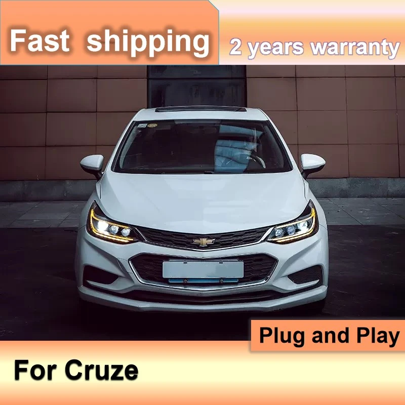 Car Accessories for Chevrolet Cruze Head Lamp 2017-2019 Cruze Headlights DRL Turn Signal High Beam Projector Lens