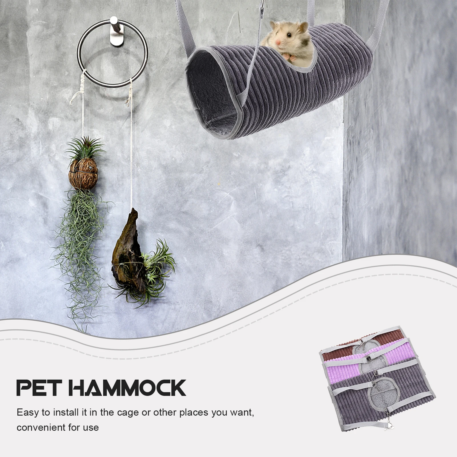 

3 Pcs Hammock Tunnel Nest Hamster Toy Squirrel for Cage Small Pets Hanging Warm Hide Soft