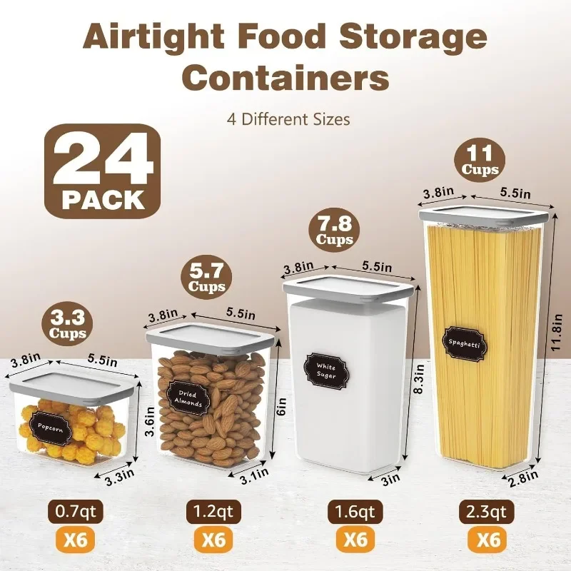 Airtight Food Storage Containers With Lids 24pcs Organization Canisters Kitchen Bpa Free Plastic Pantry Containers