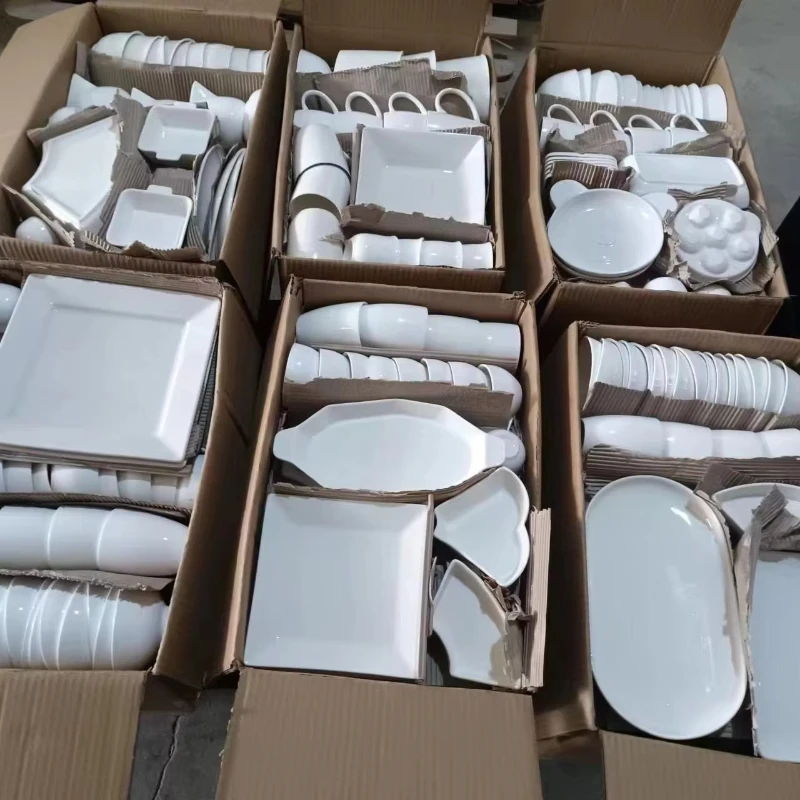

Manufacturer wholesale low price inventory white porcelain ceramic plate bowl cup