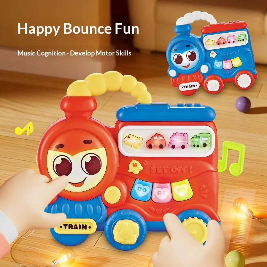Cartoon music electronic piano cartoon train ship acousto-optic finger piano gift from the best collector