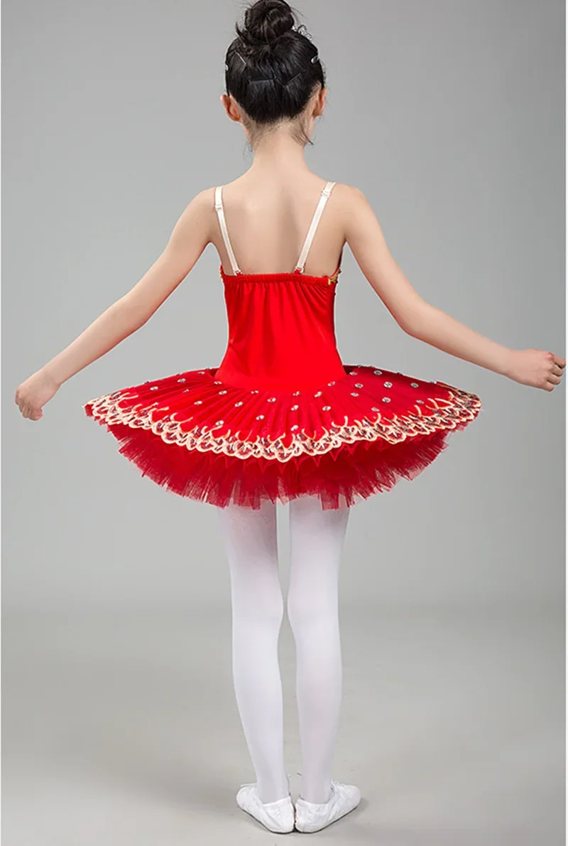 2025 새로운 전문 발레 투투 어린이 백조의 호수 의상 화이트 레드 블루 발레 드레스 어린이 팬케이크 투투 소녀 댄스웨어