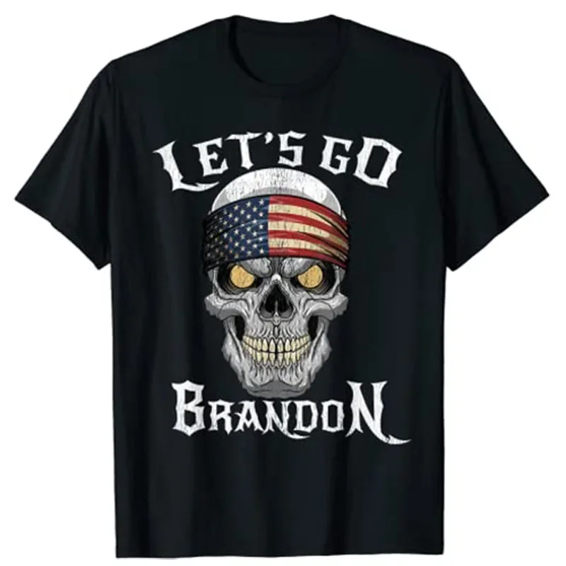 Let's Go Brandon, Joe-Biden Chant, Impeach Biden Costume T-Shirt Men Clothing Funny Skull Tee Tops