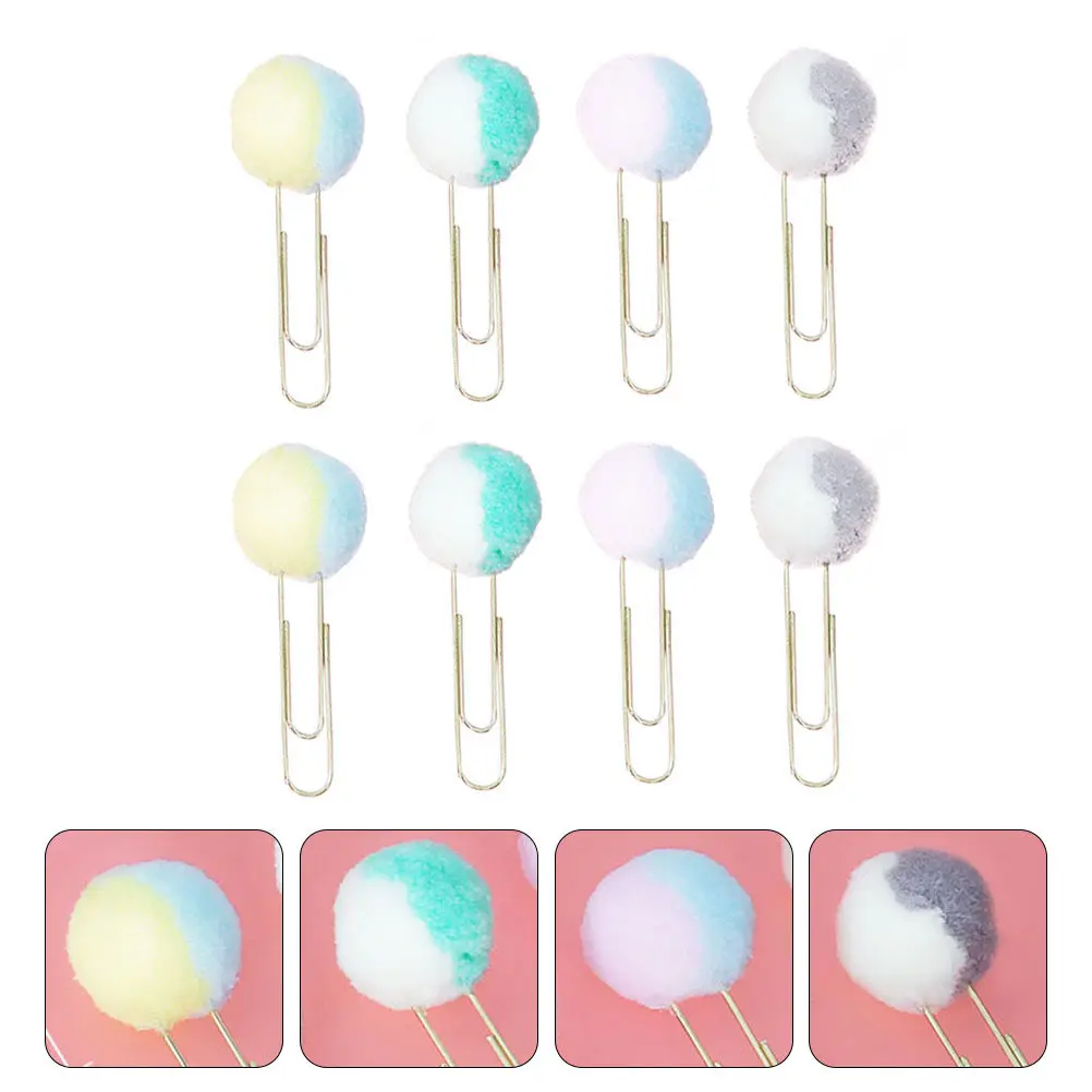 

8 pcs Double-Colored Bookmarker Paper Clips Metal Binder Pins For Office Use Scrapbook Clamps Polished Finish
