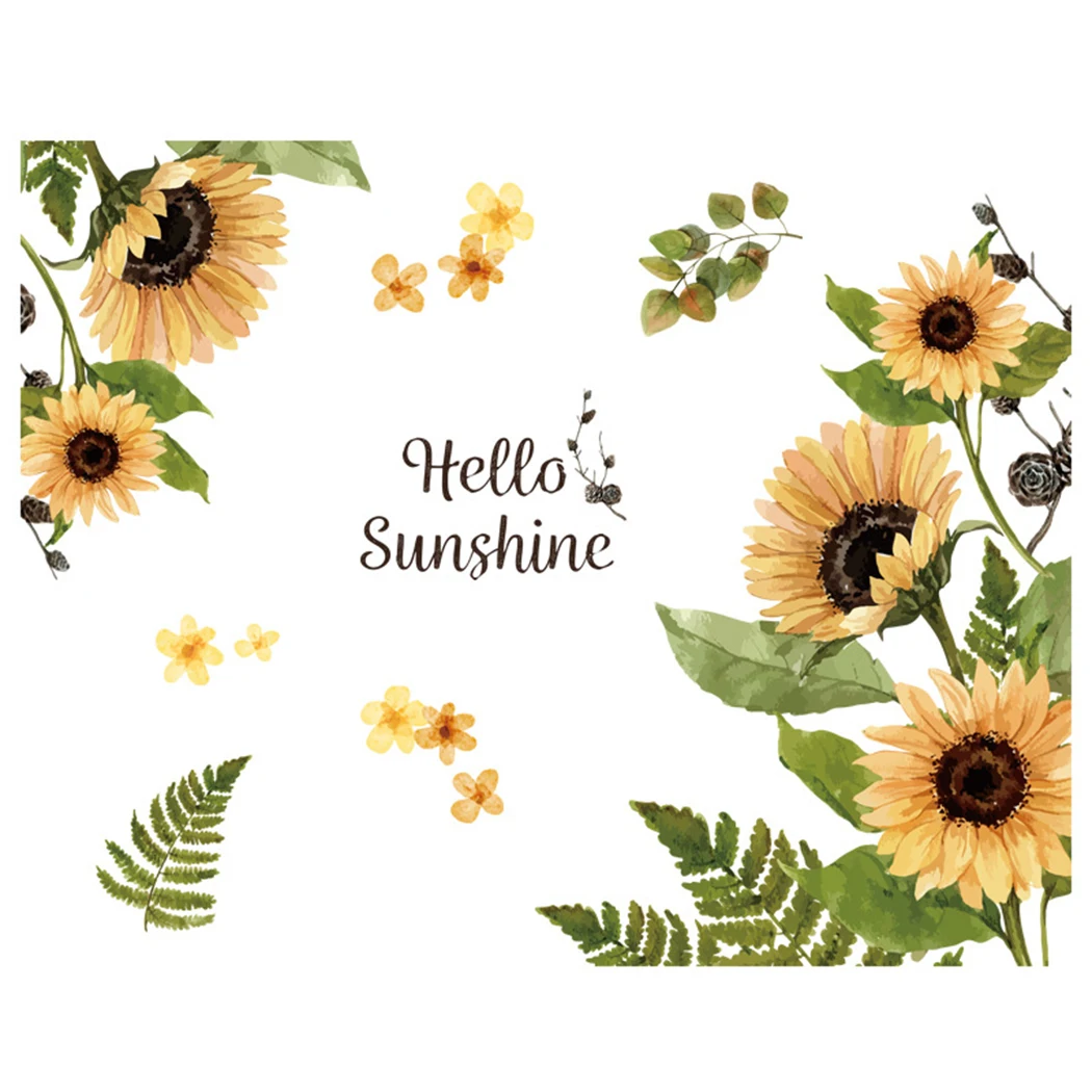 Indoor Sunflower Wall Decal with Glass Texture Design for Living Room Bedroom and Office Use Removable and Repositionable