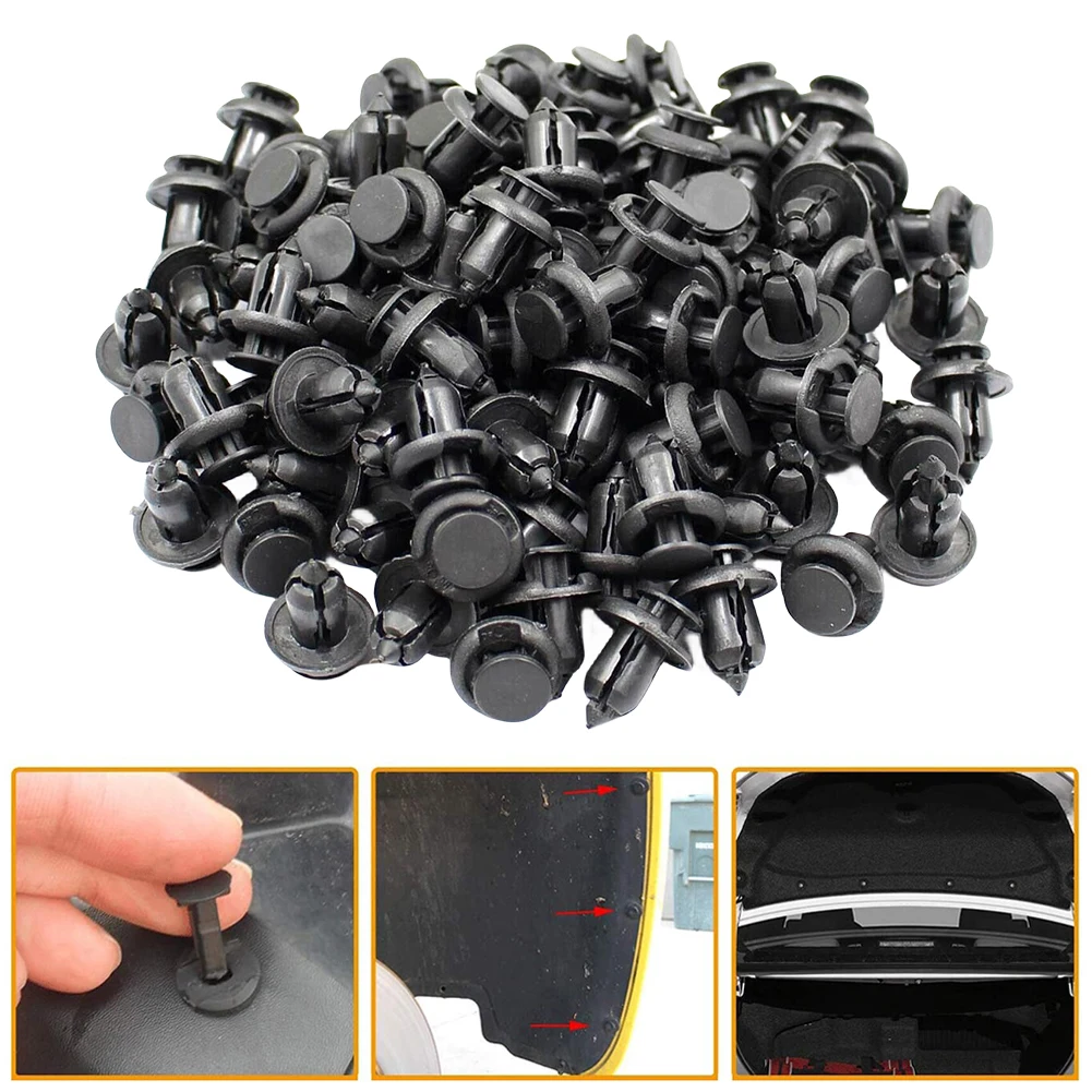 Auto Fasteners Rivets Clips 10mm Door Panel Fender Liner Retainer Clip Black Auto Bumper Fender Buckle Rivet Push Clips Retainer