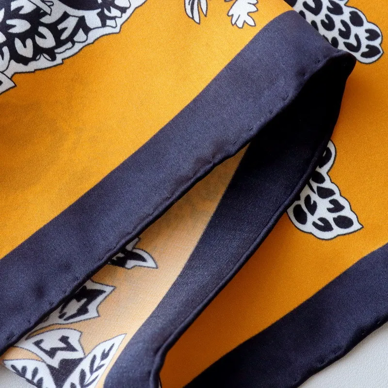 New 110x110cm Large Square Real Silk Scarf 100% Mulberry Silk Hand Rolled Edge Luxury Designer Floral Hijab Wrap Office Business