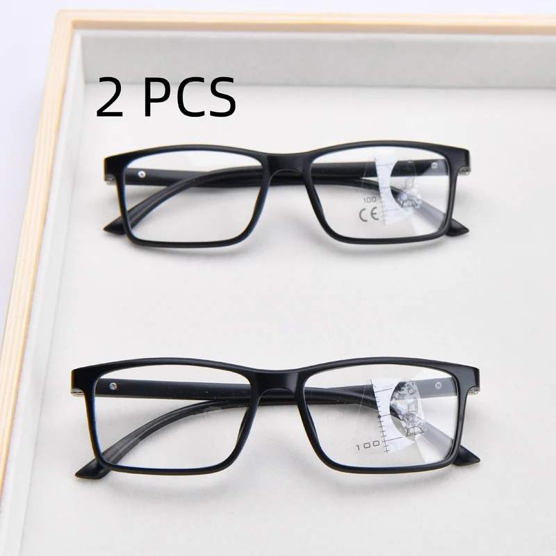 

2PCS Suit Bifocal Lenses Progressive Multi-focus Reading Glasses for Men 2023 Anti-blue Light Near Far Reading Glasses Metal Gaf