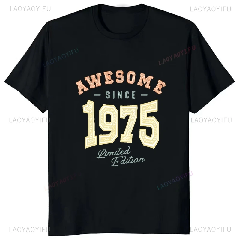 1975 Men's Vintage Luxury Shirt - Limited Edition 49th Birthday Men's Casual Top 50 Perfect Life Creative Cotton T-shirt Loose