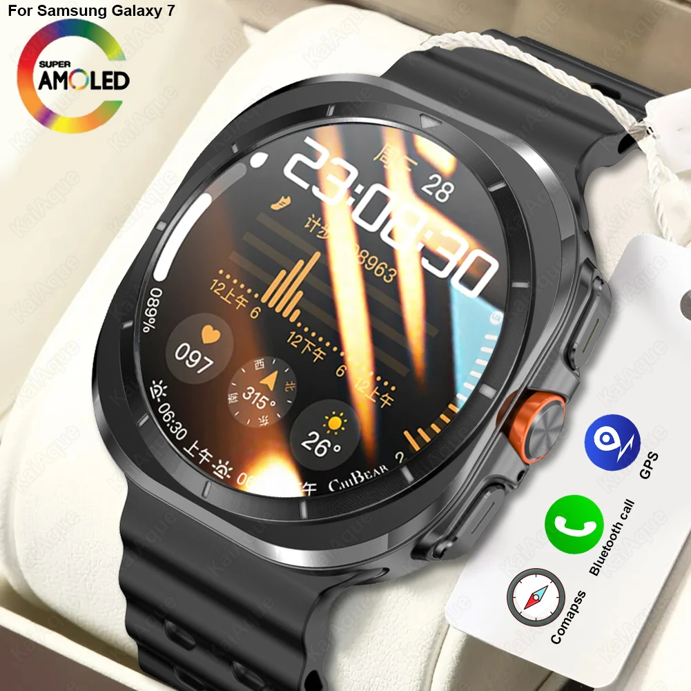 For Samsung Galaxy Watch 7 Ultra GPS Compass NFC Smart Watch Outdoor Sports Man AMOLED BT Call IP68 Galaxy 6 Upgraded Smartwatch