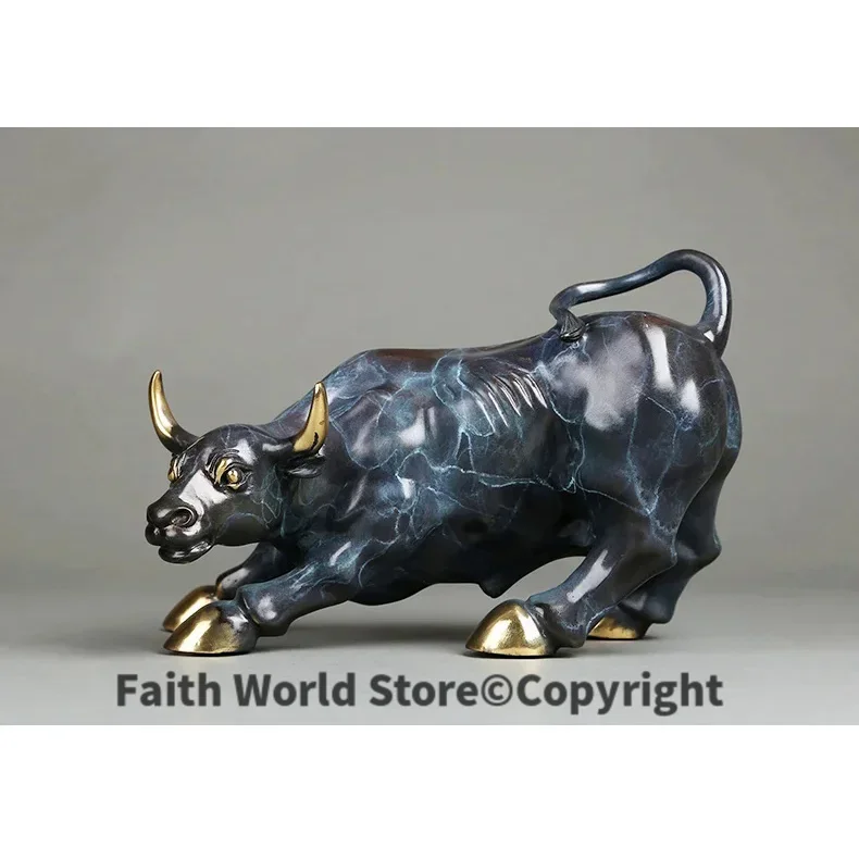 COOL -lightning Lucky cattle home Business equity market Wall Street cattle Money Drawing FENG SHUI Charging Bull bronze Statue