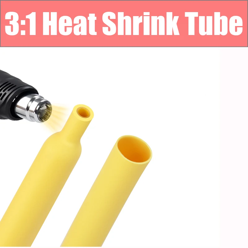 Yellow 3/5M 3:1 Heat Shrink Tube With Glue Diameter 1.6~19.1mm Dual Wall Polyolefin Insulated Adhesive Lined Shrink Wrap Sleeve
