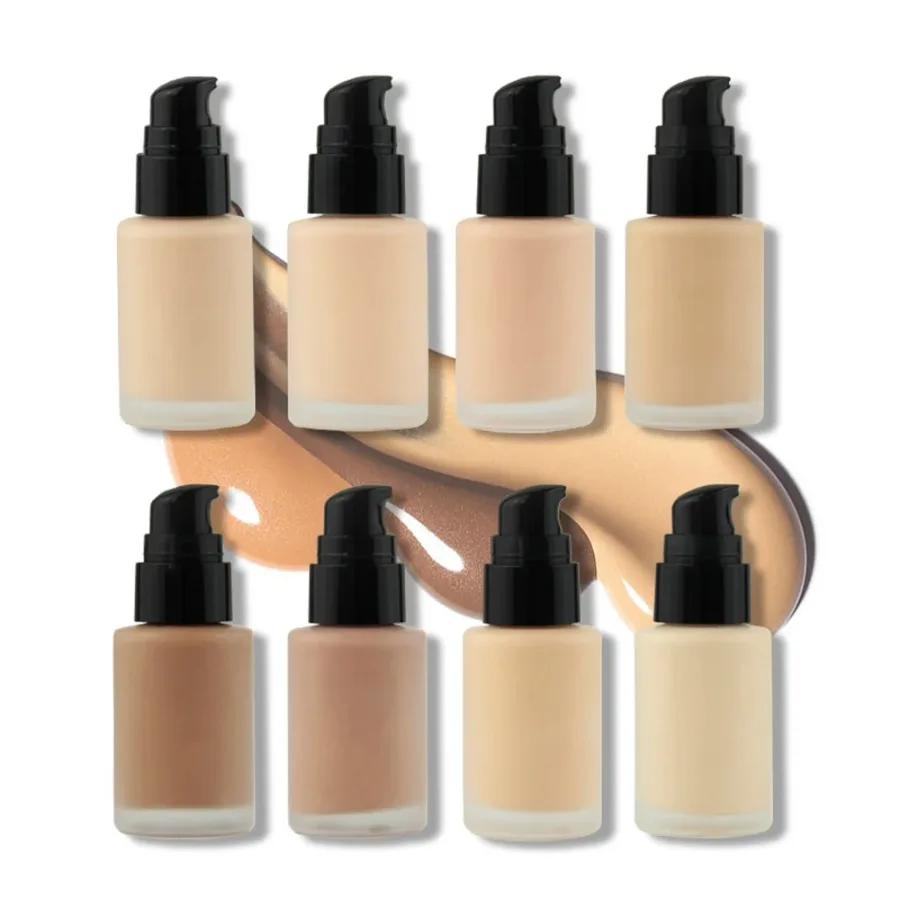 Private Label 8colors Liquid Foundation 24h Lasting Waterproof Matte Moisturizing Brightening Full Coverage Face Makeup Bulk