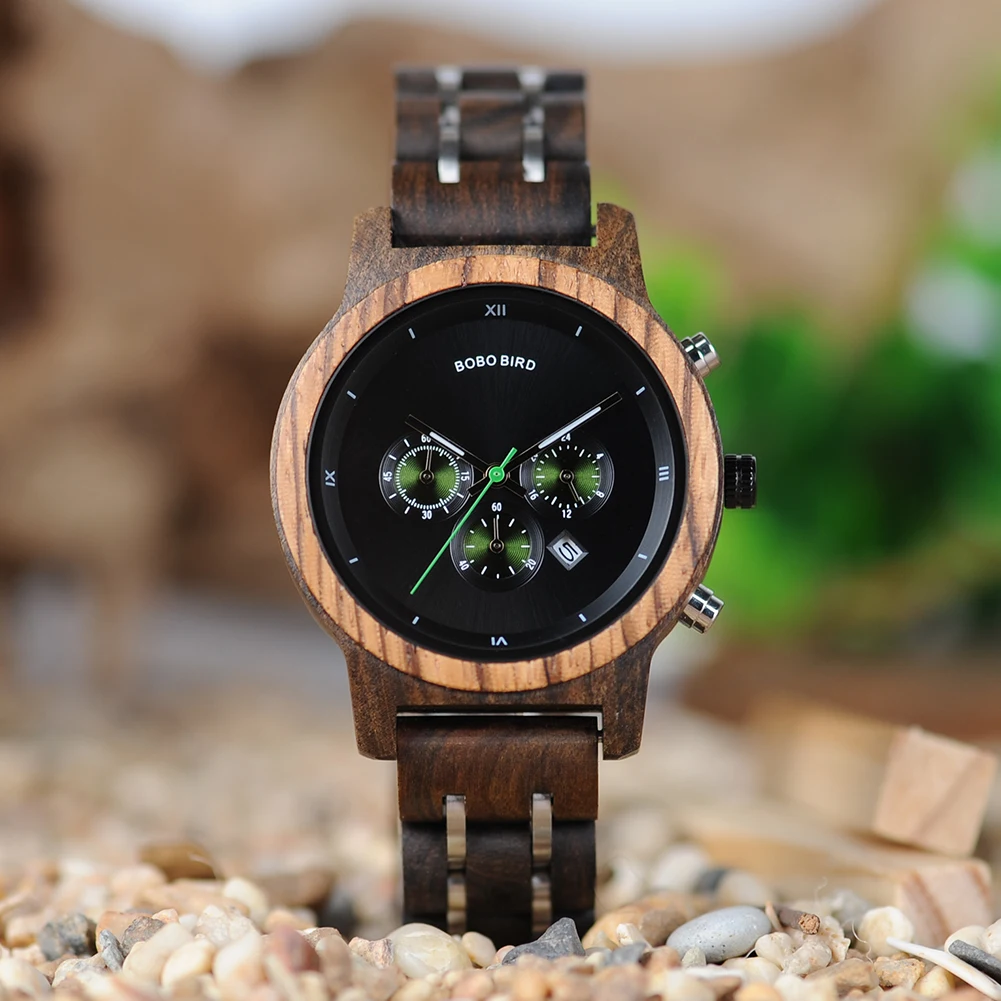 BOBO BIRD Men's Watch Fashion & Casual Quartz Watches With 3 Sub Dials Chronograph Support OEM Customized Dropshipping