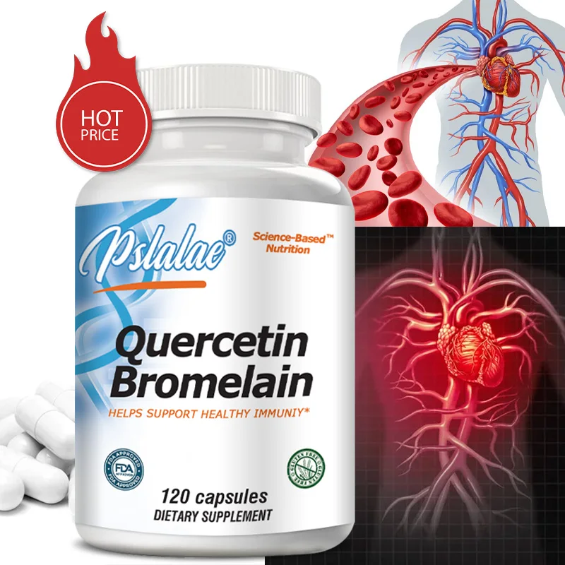 

Quercetin Bromelain - Heart, Joint & Respiratory Health, Non-GMO, Vegan Capsules