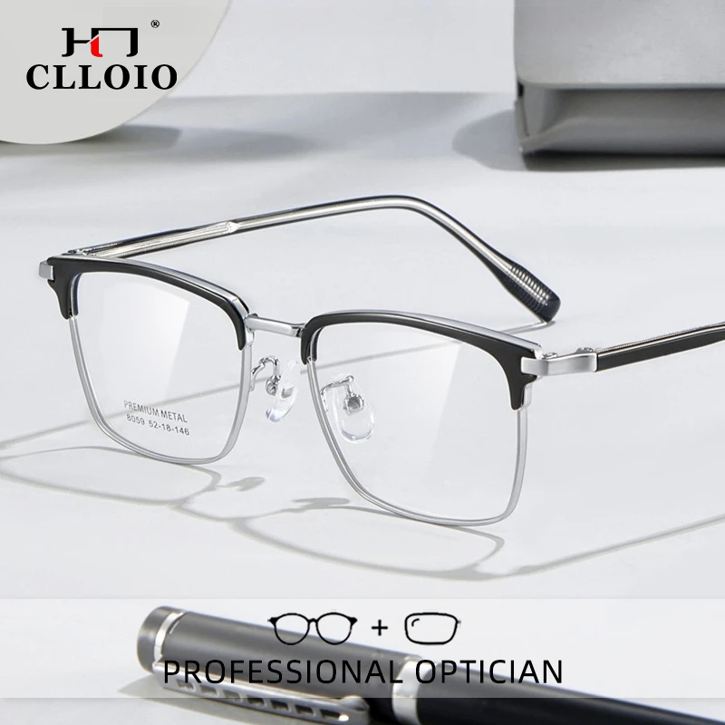 

CLLOIO New Fashion Durable Reading Glasses Anti Blue Light Alloy Eyebrow Frame Myopia Prescription Glasses Progressive Eyewear