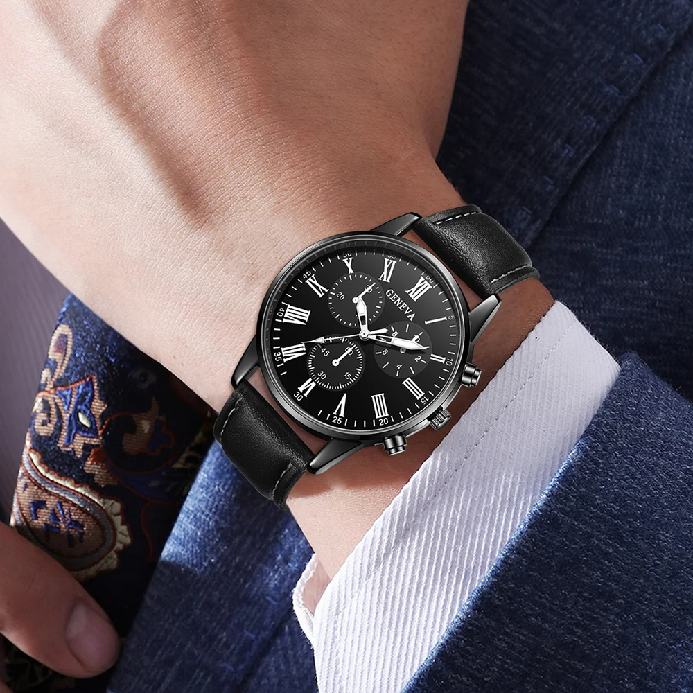 

Набор из 5 мужских кварцевых часов с тремя циферблатами, в деловом стиле, модные, с большим циферблатом, премиум-класса.