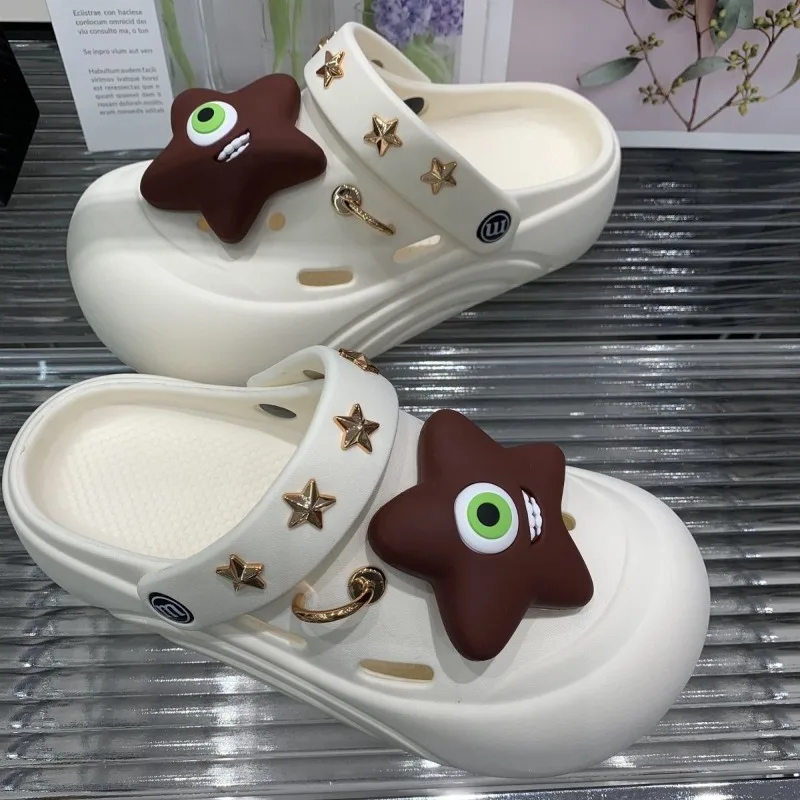 New Fashionable Cute Female Thick Bottom Slippers Summer Beach Non-slip Baotou Breathable Slippers