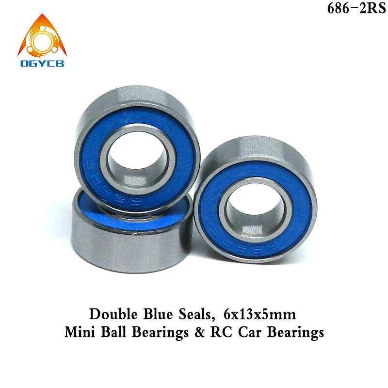 10pc 686 2RS 6x13x5 mm High quality Miniature Ball Bearings 686RS ABEC3 6*13*5 Blue Seals Model Bearings RC Bearing 688 6700 2RS