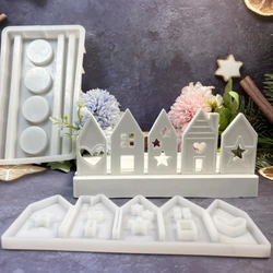Five Houses Silicone Mold House Insert for Tea Light Holder Hollow Light House Mold for Candle Holder Insert Slider Casting Mold